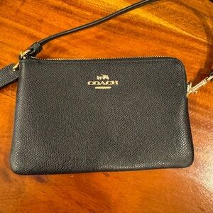 Coach Black Pebbled Leather wristlet